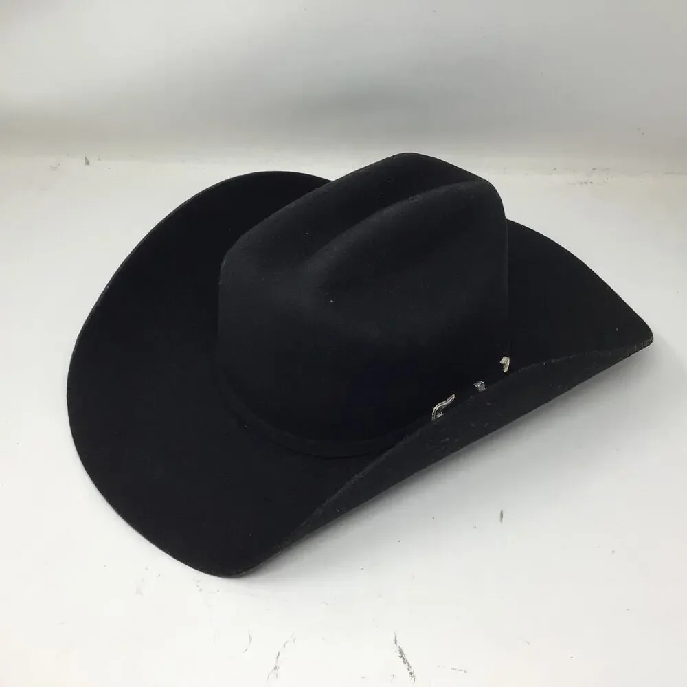 Stetson Stallion 3X Oak Ridge Wool Cowboy Hat Black Size 7 1/2 Western Used